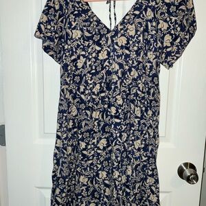 Old Navy Navy and Cream Floral Midi Dress